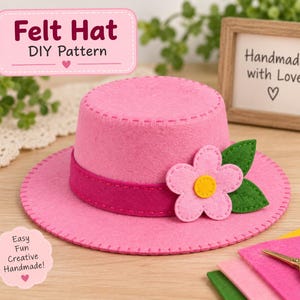 Hat Felt Pattern , DIY Felt Hat Sewing Template with Cutting & Stitching Lines,