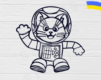 Cat astronaut, Cute spaceman, Kitty in space, SVG, AI, Cricut, Silhouette, vector file