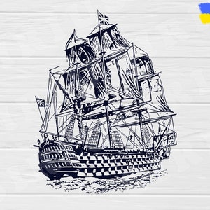 Sailboat, Battle Ship Frigate, Pirate ship SVG, Clipart, AI, Cricut, Silhouette, vector file