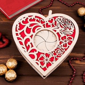 Valentine Heart Gift box Mechanical Iris Laser cut file. Aperture box. No metal parts. SVG file. Digital file, Svg, Ai, Png, Glowforge image 2