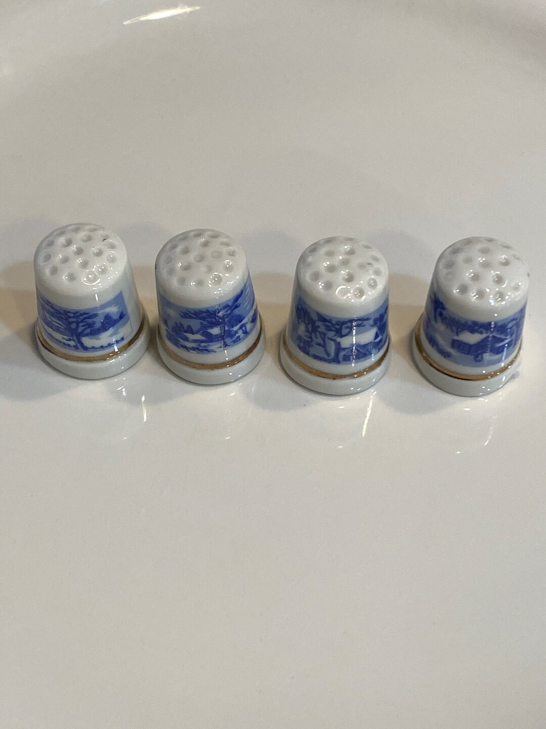 Porcelain Thimbles Winter Scene Thimbles Currier Ives Etsy