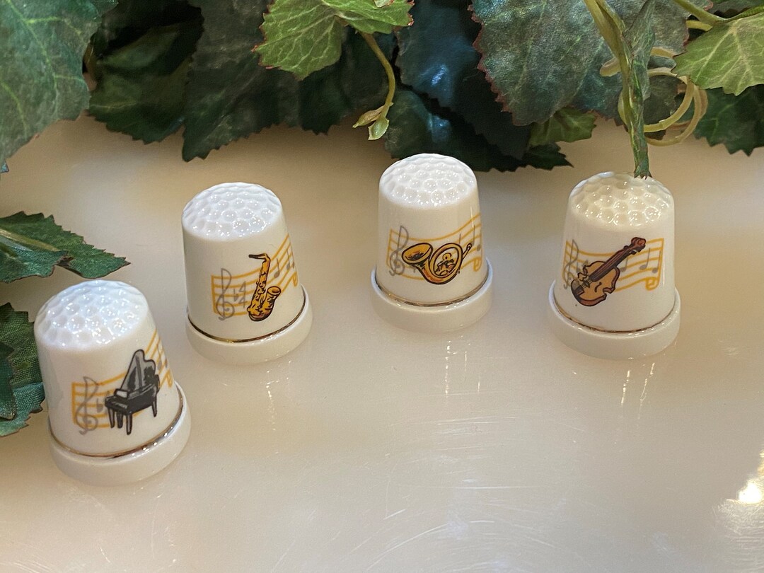 Vintage Porcelain Thimble Music Instrument Thimble Display Etsy