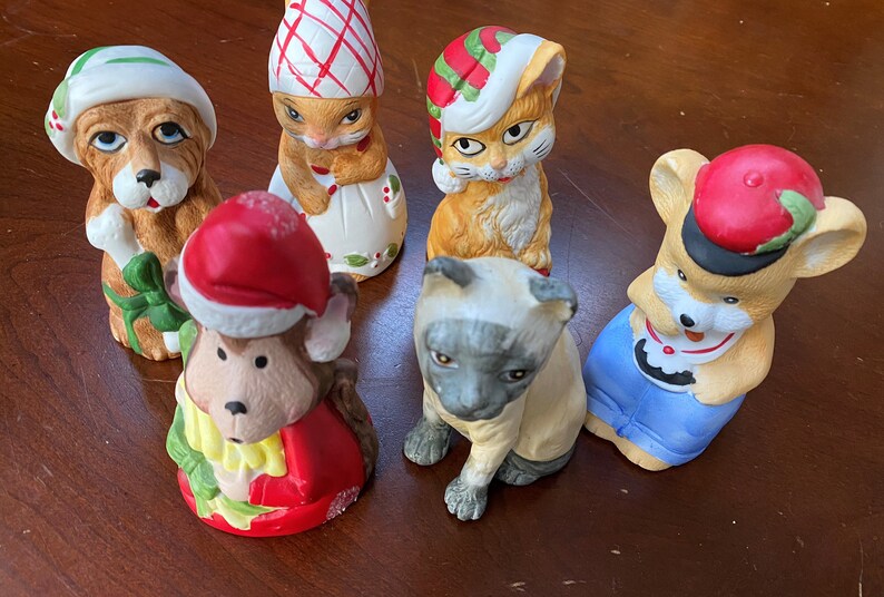 Jasco Figurine Bells Vintage Jasco Critter Animal Bells Ceramic Jasco Bells Christmas Animal