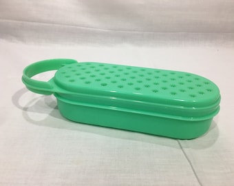 Vintage Tupperware green grater, jade green, retro Tupperware, cooking essential,