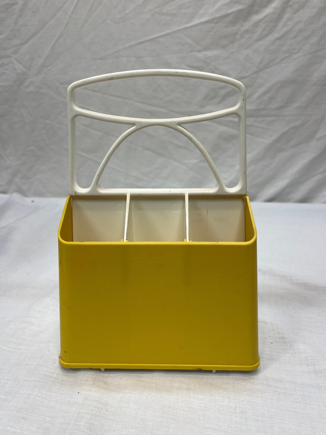 Vintage Harvest Yellow Caddy, Silverware, Flatwear, Utensil Caddy, Etsy