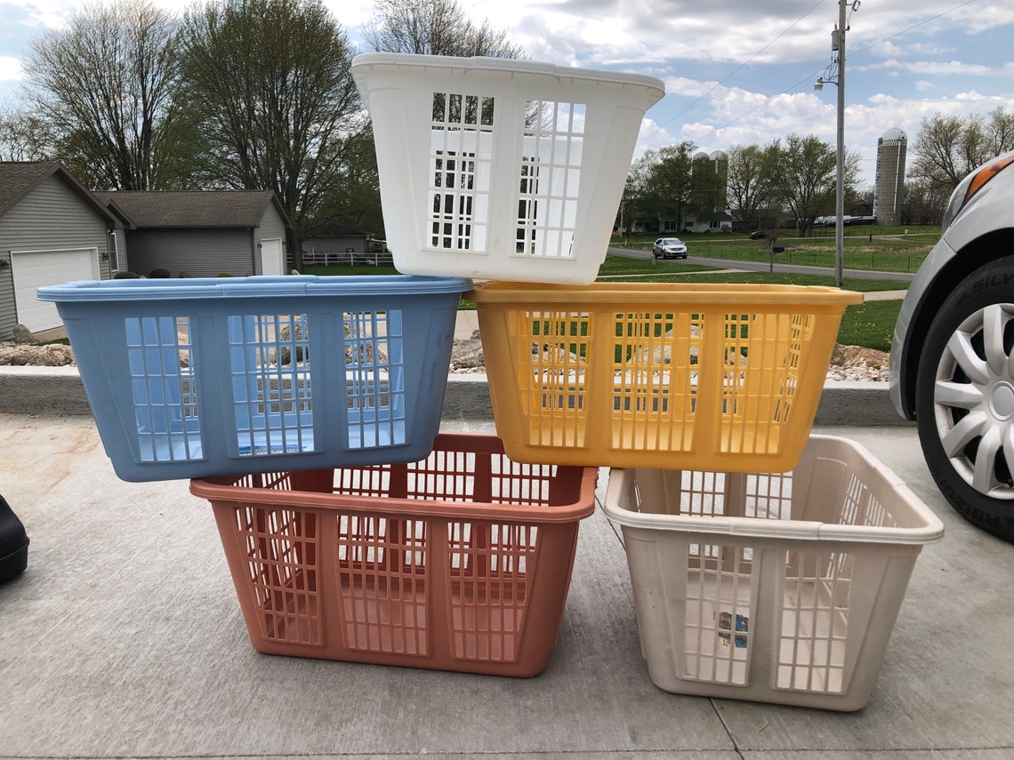 Rubbermaid Laundry Basket MCM Utility Basket Plastic Etsy