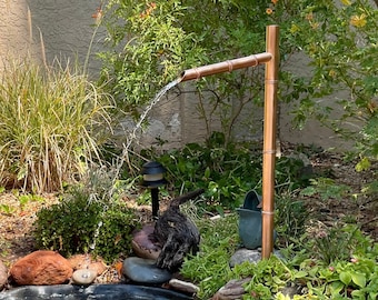 Garden Fountain - Large 30" Copper Water Spout - Japanese Sozu - Water Feature- Bamboo Style