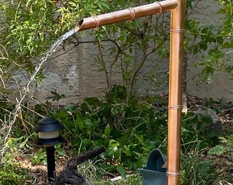 29" Japanese Copper Water Spout - Japanese Garden Sozu Bamboo Style