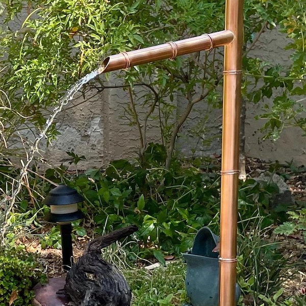 29" Japanese Copper Water Spout - Japanese Garden Sozu Bamboo Style