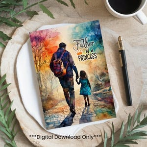 Cartão de felicitações exclusivo em aquarela para o pai de uma princesa | Cartão de felicitações para o dia dos pais | Impressão instantânea em casa