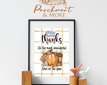 Thanksgiving Poster, Wall Art, Digital Download, Printable Art, Instant Download, Print at Home, DIY Poster, Gift for Her, Gift for Family