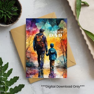 Cartão de felicitações exclusivo em aquarela "Só eu e meu pai" | Cartão de dia dos pais | Download instantâneo | Imprimível em casa