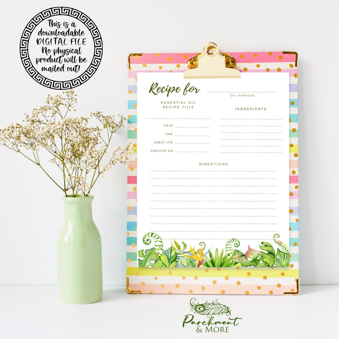 Essential Oil Printable Recipe Notebook Aromatherapy Notes - Etsy