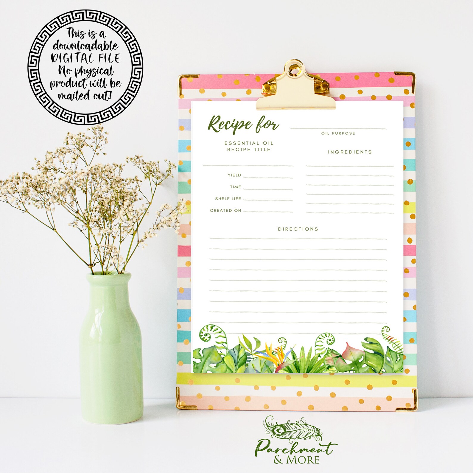 Essential Oil Printable Recipe Notebook Aromatherapy Notes - Etsy