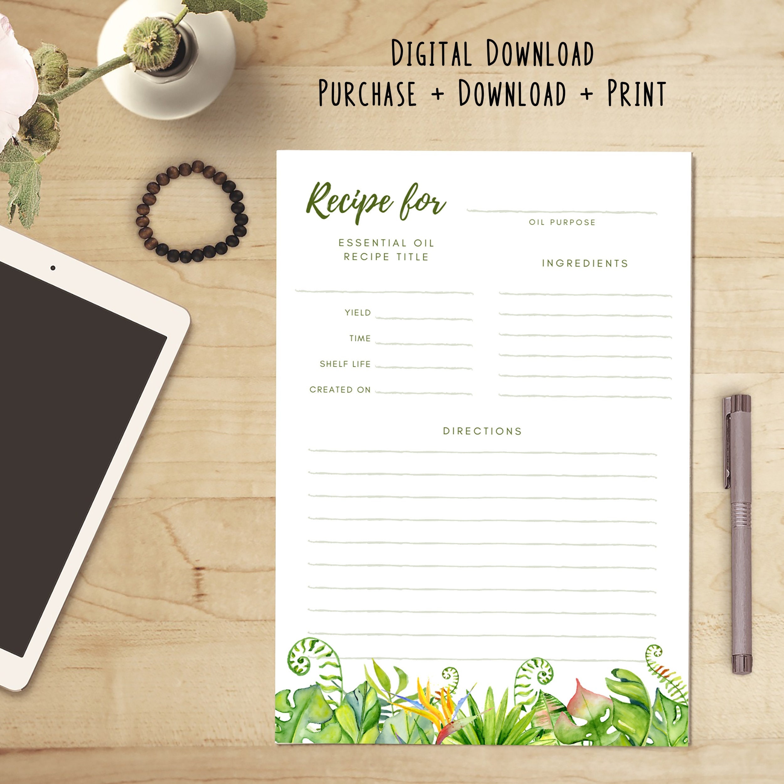 Essential Oil Printable Recipe Notebook Aromatherapy Notes - Etsy