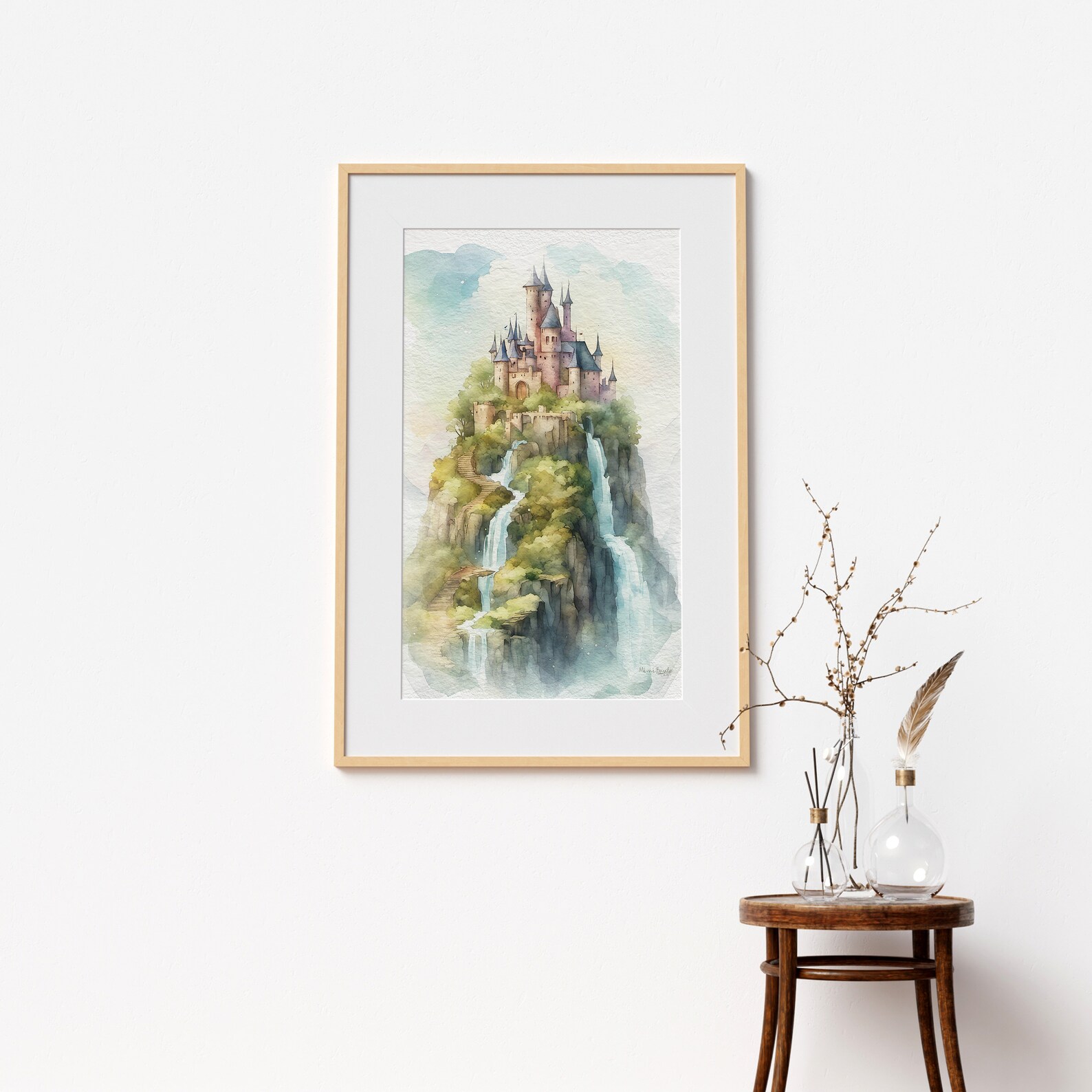 Printable Enchanted Castle Watercolor Print | Instant Downloadable Art ...