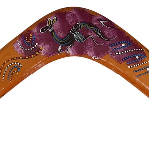 Bumerangue grande para crianças e adultos - Retorno fácil - Arte nativa tradicional aborígine - Lembrança australiana e presente de Natal