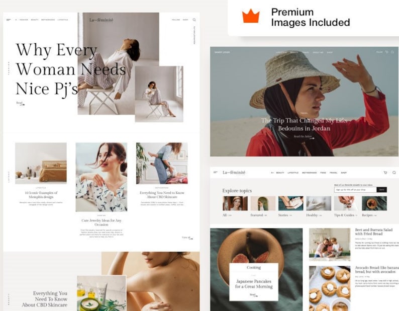 May include: A website homepage featuring a range of articles and images. The website is called "La-Enisa&eacute;" and showcases articles on beauty, lifestyle, food, travel, and other topics. The homepage also includes a section titled "Explore topics" with links to different categories of articles.