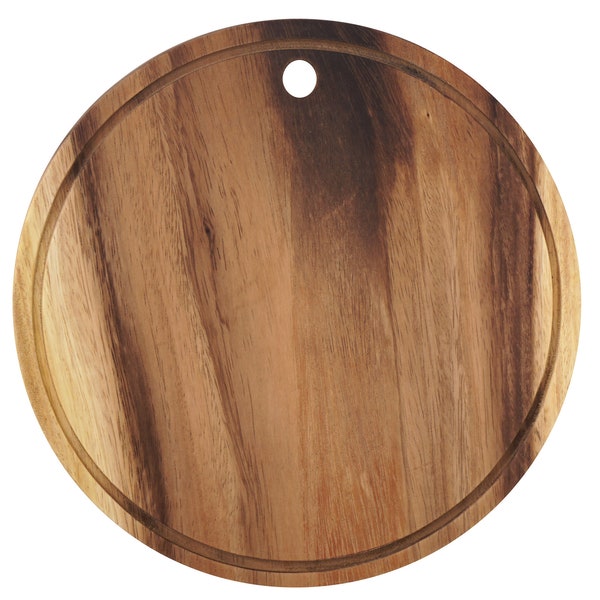 Large 28cm Solid Hard Wood Hygienic Round Cutting Wooden Chopping Serving Pizza Board Natural Kitchen with Juice Groove