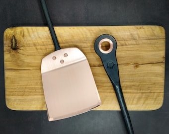 Grilling spatula hand forged black stainless steel and copper * barbecue * bbq * grill