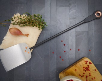 Grilling spatula hand forged black stainless steel and copper * barbecue * bbq * grill