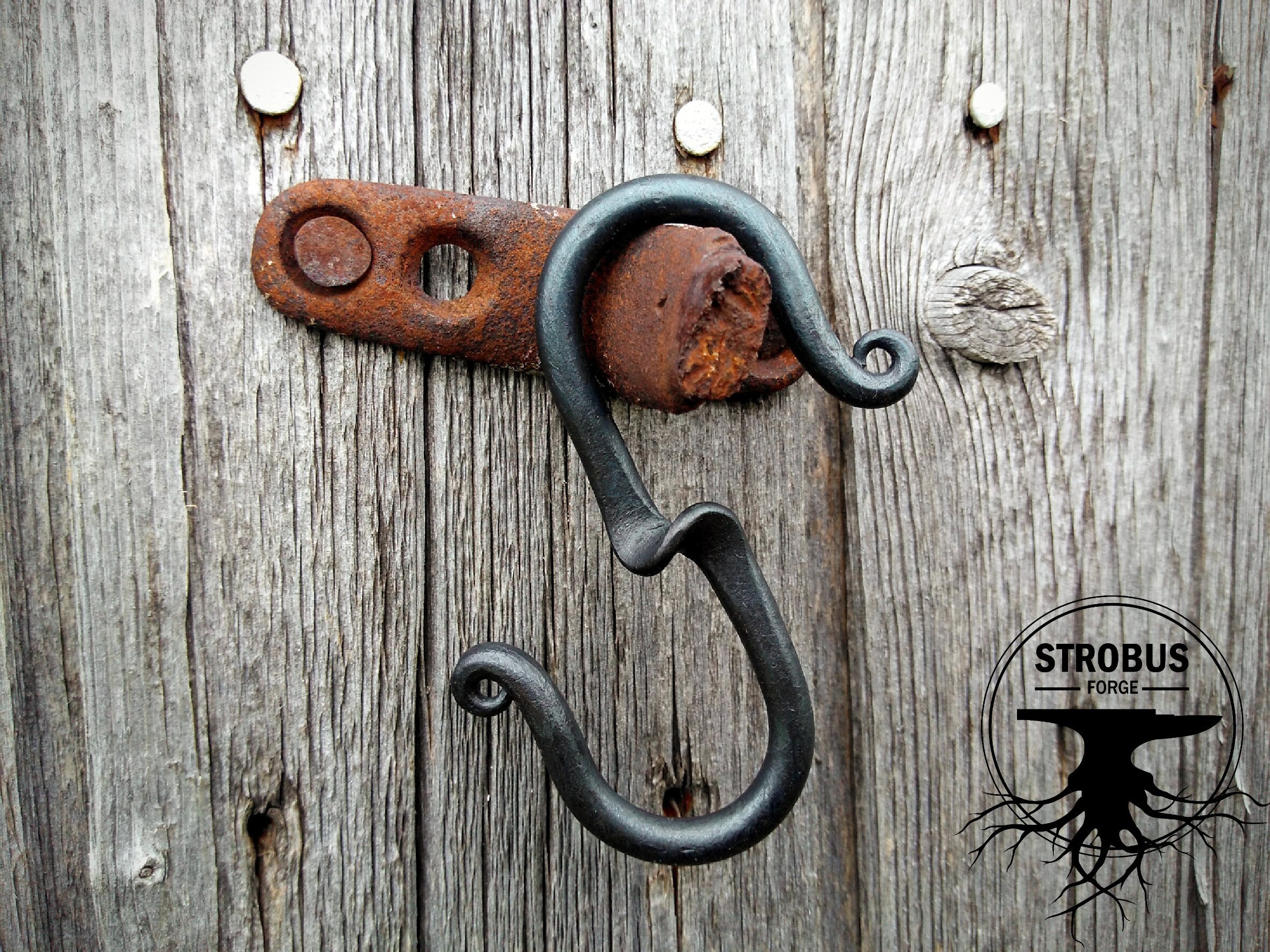 Sliding Cup Hooks Pan Rack Blacksmith made |Black Old Antique Look Forged Iron Kitchen Hooks 100/% handmade Wrought iron