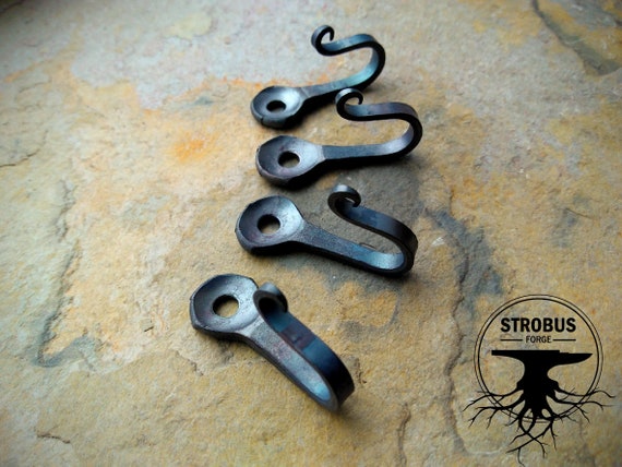 Set of 4 Hand Forged Horseshoe Nail Hooks Small Hooks Forged Hooks -   Canada