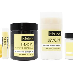 Gift Set | Organic Natural Skincare | LEMON COLLECTION | Detox | Body Butter | Bath Salts | Deodorant | Lip Balm | Aromatherapy | Handmade