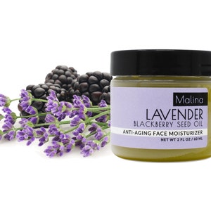 Organic Face Moisturizer | ANTI-AGING | Lavender | Blackberry Seed Oil | Noncomedogenic | Maturing Skin | Handmade | Greeen Beauty
