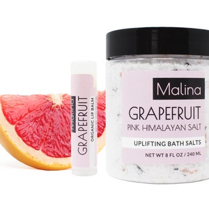 Gift Set | Organic Mini Spa | GRAPEFRUIT | Bath Salts | Lip Balm | Uplift | Aromatherapy | Natural Skincare | Handmade | Green Beauty