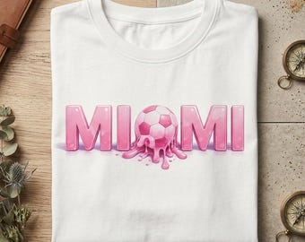 Miami Soccer Ball Abstract Design T-Shirt , Pink Series World Cup