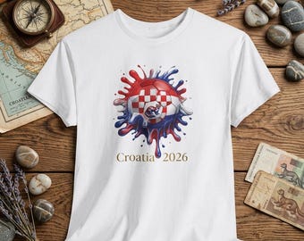 Croatia Flag & Marten Soccer Ball T-Shirt | Croatian Football Fan Gift