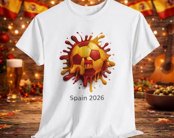 Spain Flag & Bull Soccer Ball T-Shirt | Espana Football Fan | Soccer Lover Gift