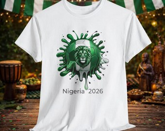 Nigeria Flag & Lion Soccer Ball T-Shirt | Naija Pride Shirt | African Football Fan Gift