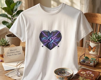 DNA Heart T-Shirt | Cyberpunk Circuit Board Science Tee