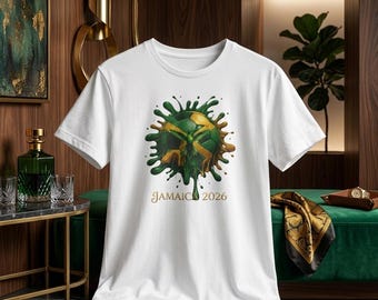 Jamaica Flag & Red-billed streamer tail Soccer Ball | Reggae Pride Shirt | Caribbean Football Fan Gift
