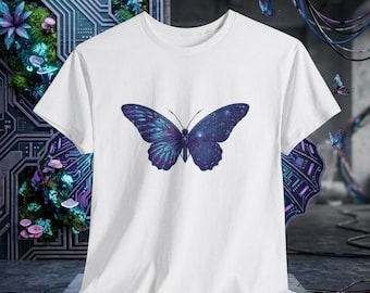 Cybernetic Butterfly T-Shirt | Bio-Electric Crystal Circuitry Techwear Tee