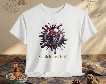South Korea Flag & Tiger Soccer Ball T-Shirt | South Korean Football Fan Gift