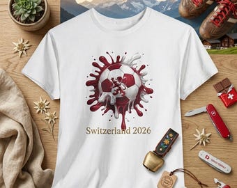 Switzerland Flag & Lion Soccer Ball T-Shirt | Swiss Football Fan Gift
