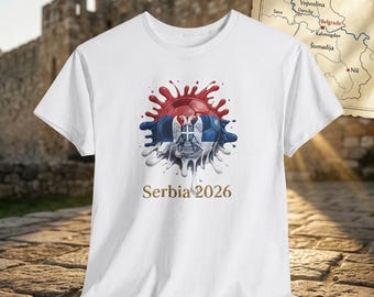 Serbia Flag & White Eagle Soccer Ball T-Shirt | Serbian Balkan Football Fan Gift