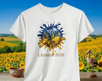 Ukraine Flag & Stork Soccer Ball T-Shirt | Football Fan Gift