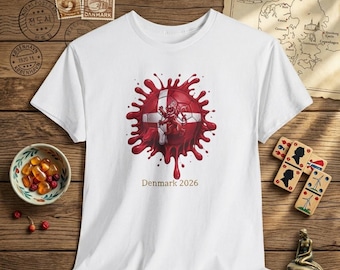 Denmark Flag & Lion Soccer Ball T-Shirt | Danish Viking Nordic Football Fan Gift