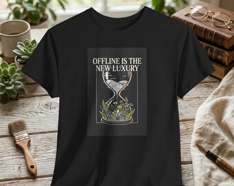 Hourglass Offline Is the New Luxury T-Shirt | Retro Future Glitch Shirt | 90s Tech Nostalgia Gift