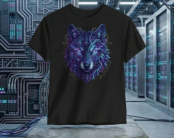 Cybernetic Wolf T-Shirt | Bio-Electric Circuit Techwear Gamer Tee