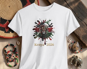 Kenya Flag & Lion Soccer Ball T-Shirt | Kenyan Football Fan Gift