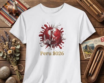 Peru Flag & Vicuna Soccer Ball T-Shirt | Peruvian Football Fan Gift