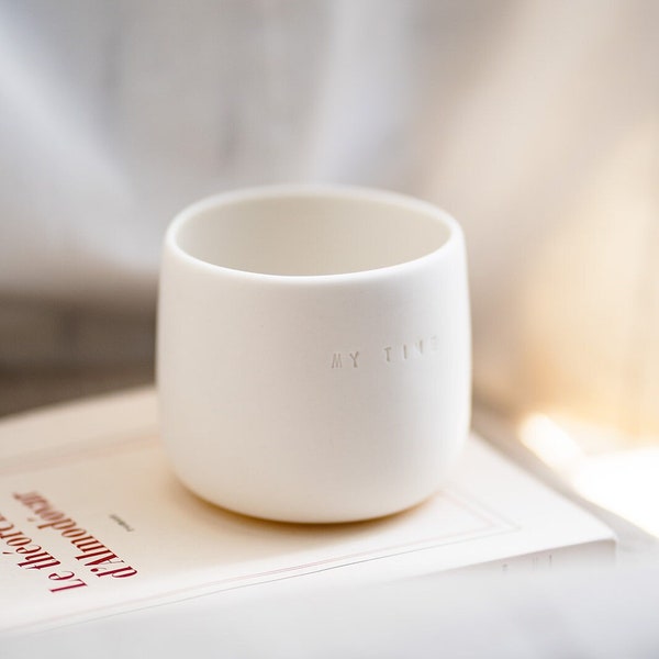 Personalized Porcelain Mug, White color, handmade with the finest porcelain in Italy, perfect gift, wabi sabi