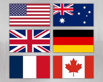6 Flaggen Kühlschrankmagnete, USA, Australien, Großbritannien, Deutschland, Frankreich, Kanada, Magnetset, Wunderbares Geschenk, Ländermagnete der Welt
