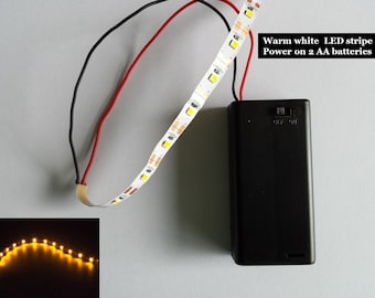 Warm White LED Strip Battery Power on AA, Night Lamp, Light - Main Image