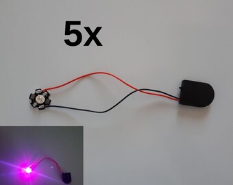 5 Pcs Purple led battery button, DIY lighting, CR2032 battery lamp, Small button battery box, battery house with switch,Purple magical light